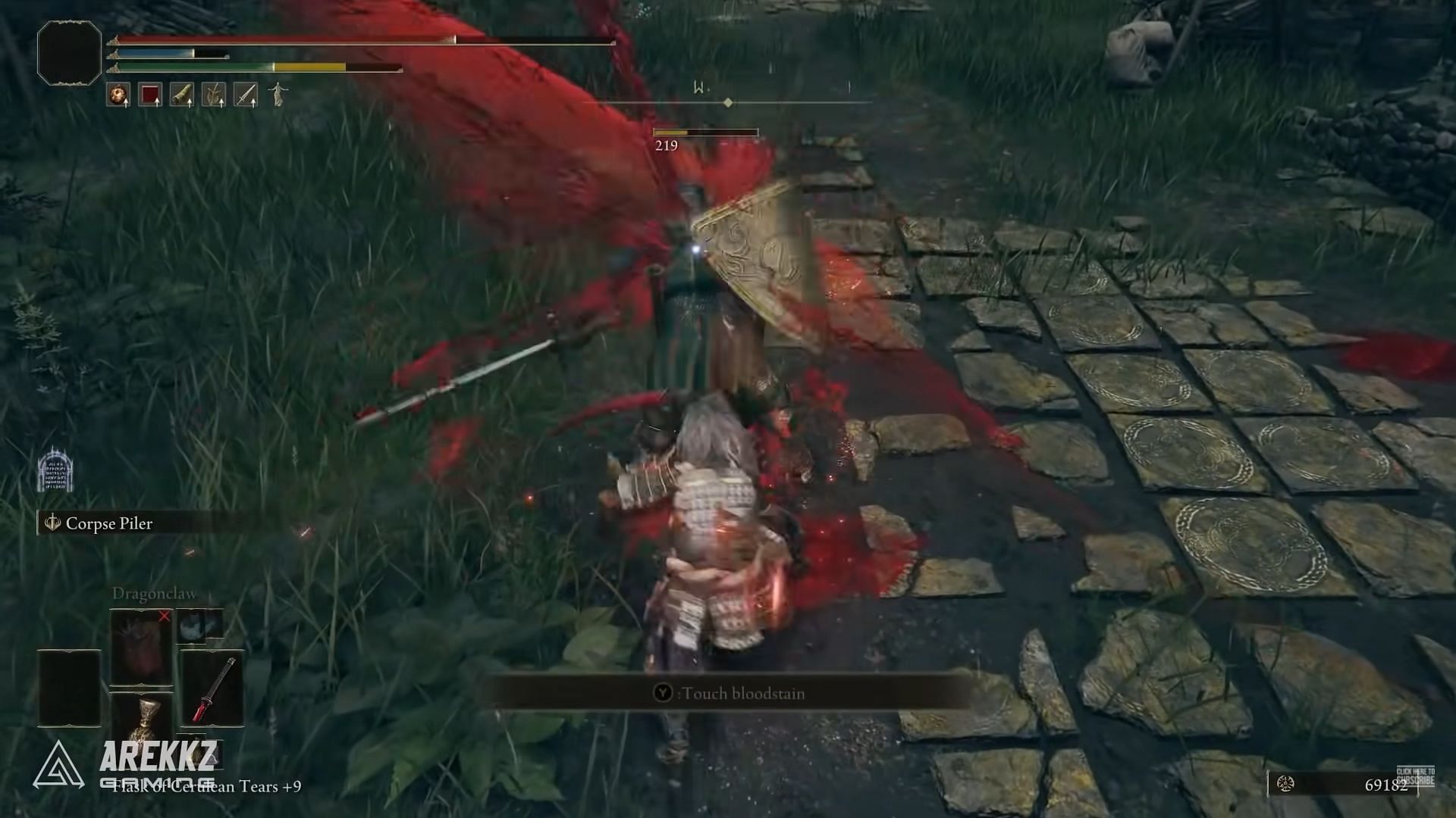 The weapon art of Rivers of Blood is what makes the weapon one of the best in the game (Image via Arekkz Gaming/Youtube)