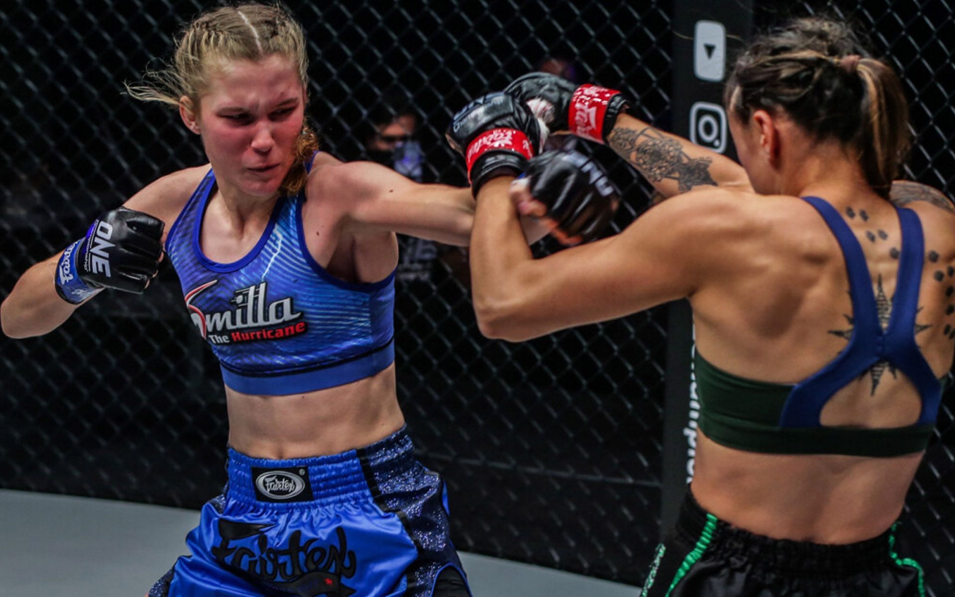 Smilla Sundell (L) has no issues competing in kickboxing or Muay Thai, as long as she gets to fight. | [Photo: ONE Championship]