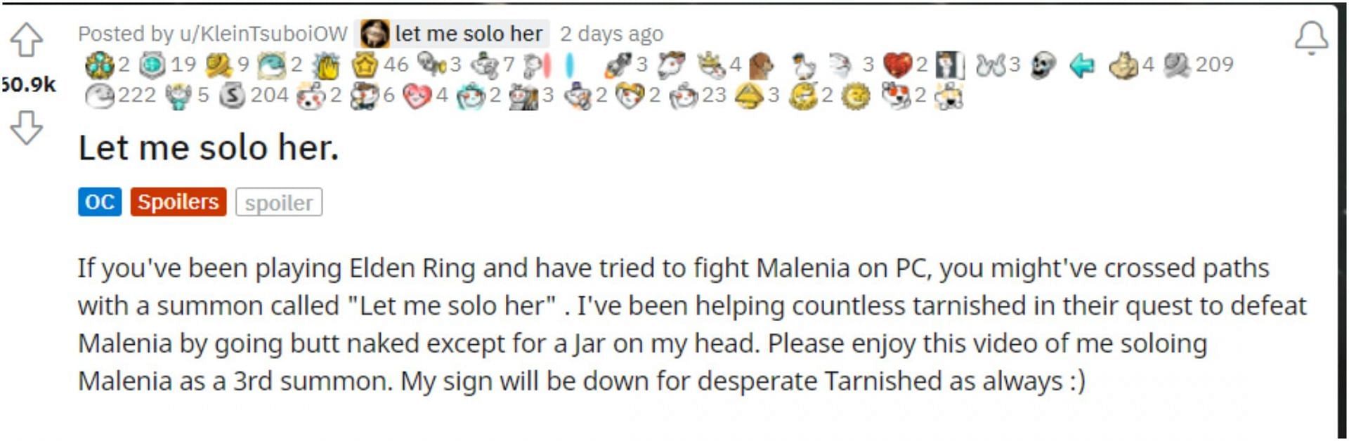 Think, Malenia!, Let Me Solo Her