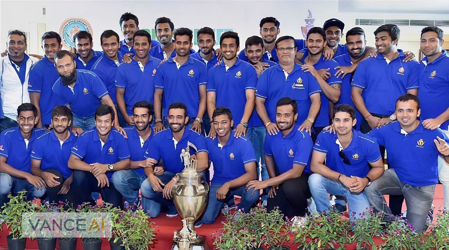 The victorious Karnataka team are all smiles with the Ranji Trophy!