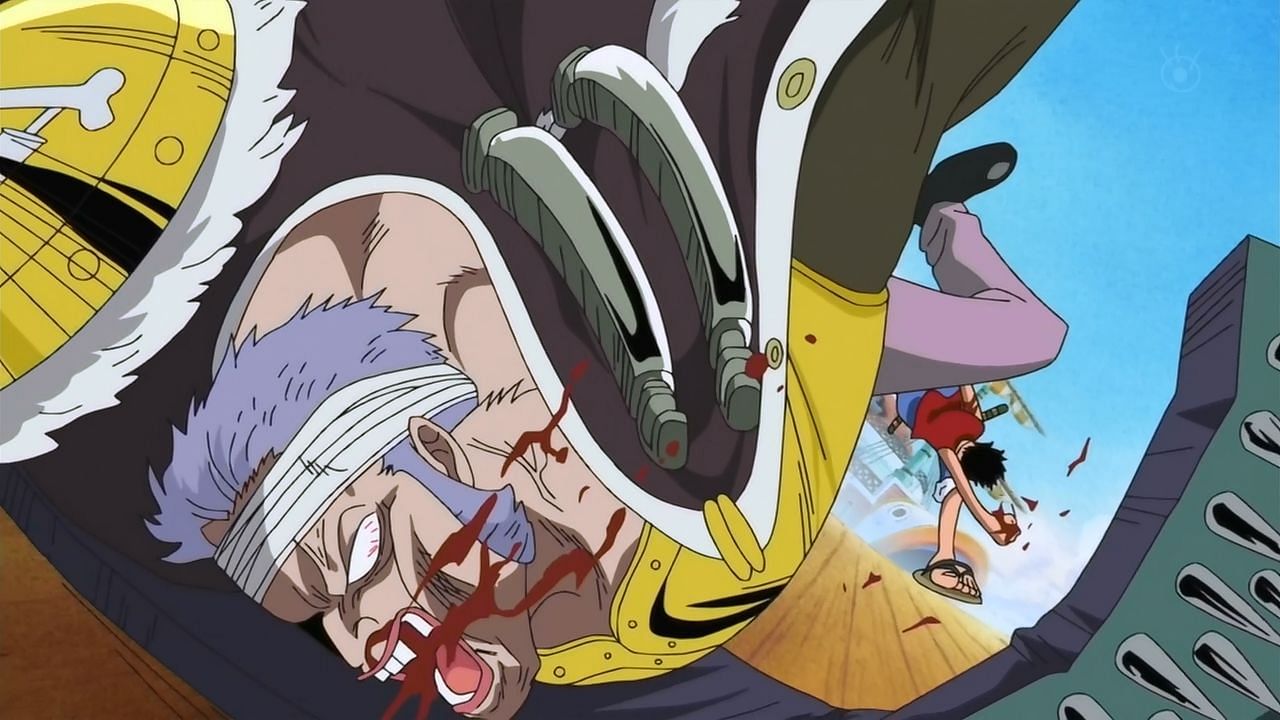 Don Krieg being defeated by Luffy (Image via Toei Animation)