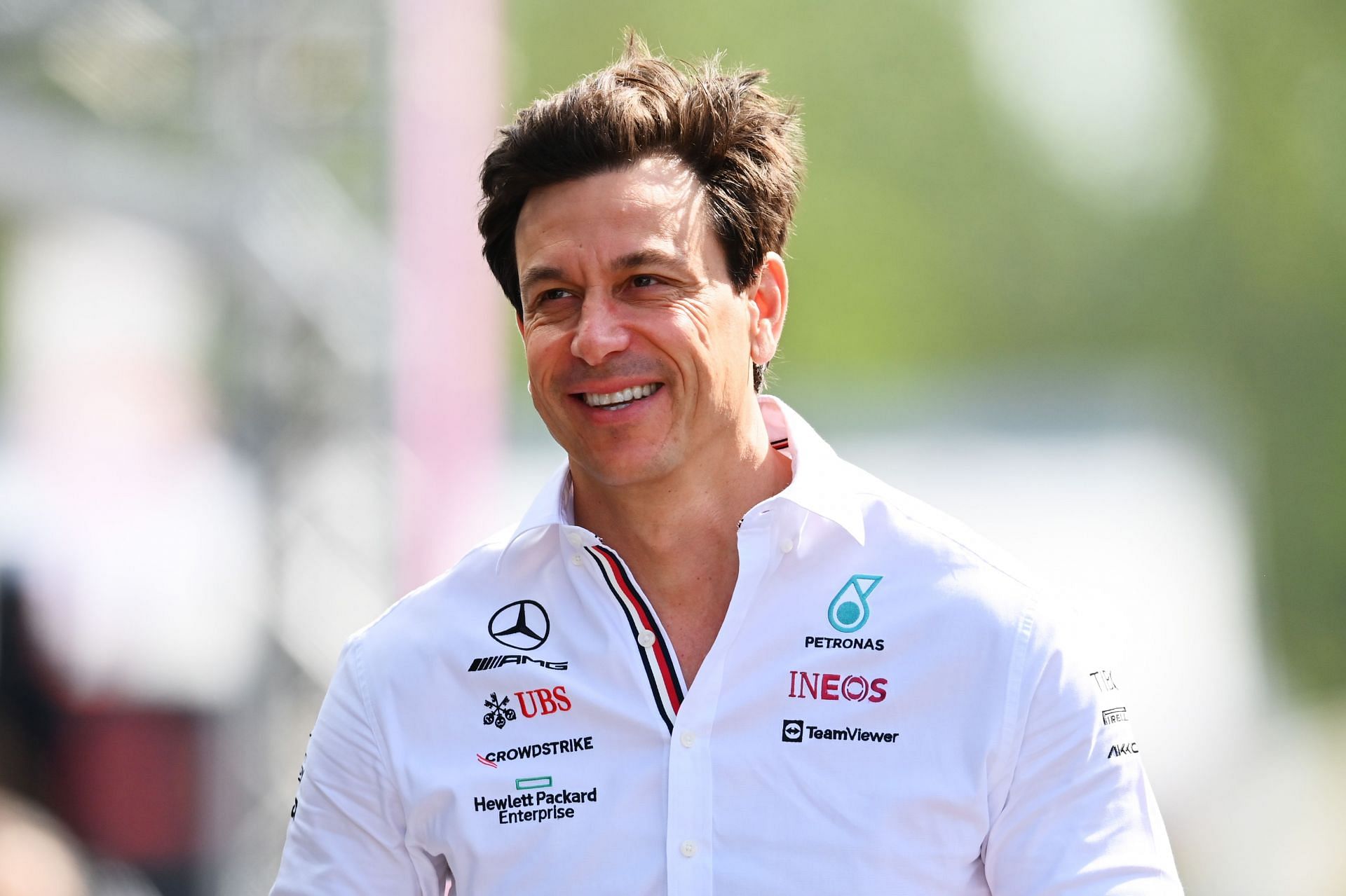 Mercedes GP executive director Toto Wolff in the Paddock before practice ahead of the F1 Grand Prix of Emilia Romagna (Photo by Dan Mullan/Getty Images)