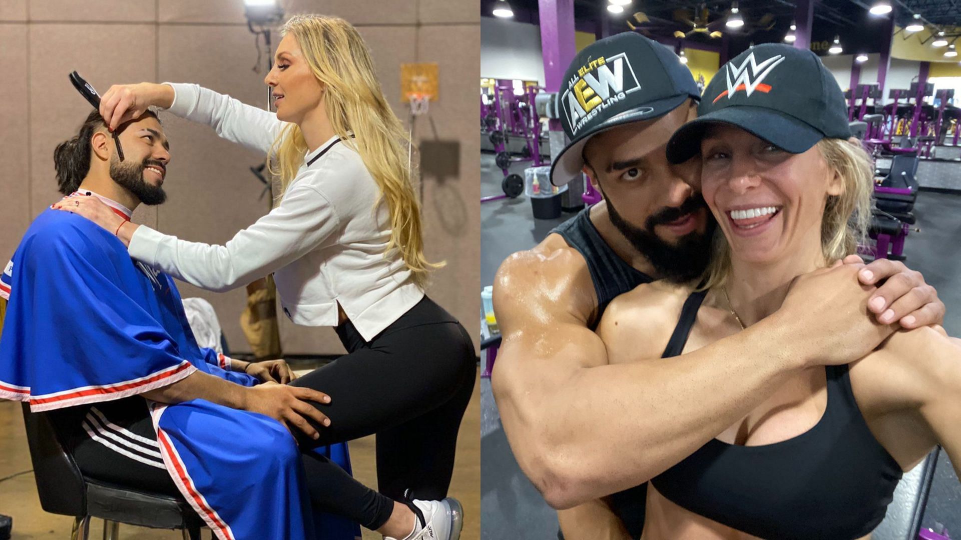 WWE SmackDown Women&#039;s Champion Charlotte Flair with her fianc&eacute;, AEW star Andrade