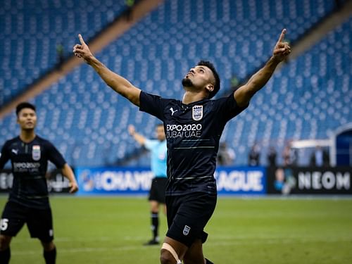 Mumbai City FC's Rahul Bheke celebrating his goal against Al-Quwa Al-Jawiya in the AFC Champions League (Image Courtesy: Mumbai City FC)