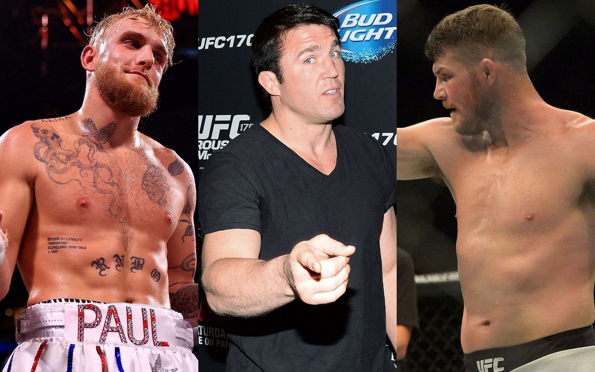L-R: Jake Paul, Chael Sonnen, and Michael Bisping
