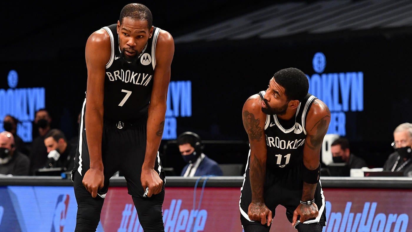 KD No. 7 and Irving No. 11 in action for the Nets