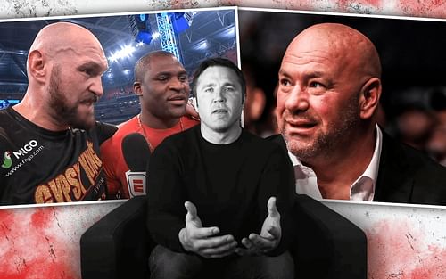 Chael Sonnen on Dana White's reaction to Tyson Fury vs. Francis Ngannou [Photo credit: YouTube.com and @MichaelBensonn on Twitter]