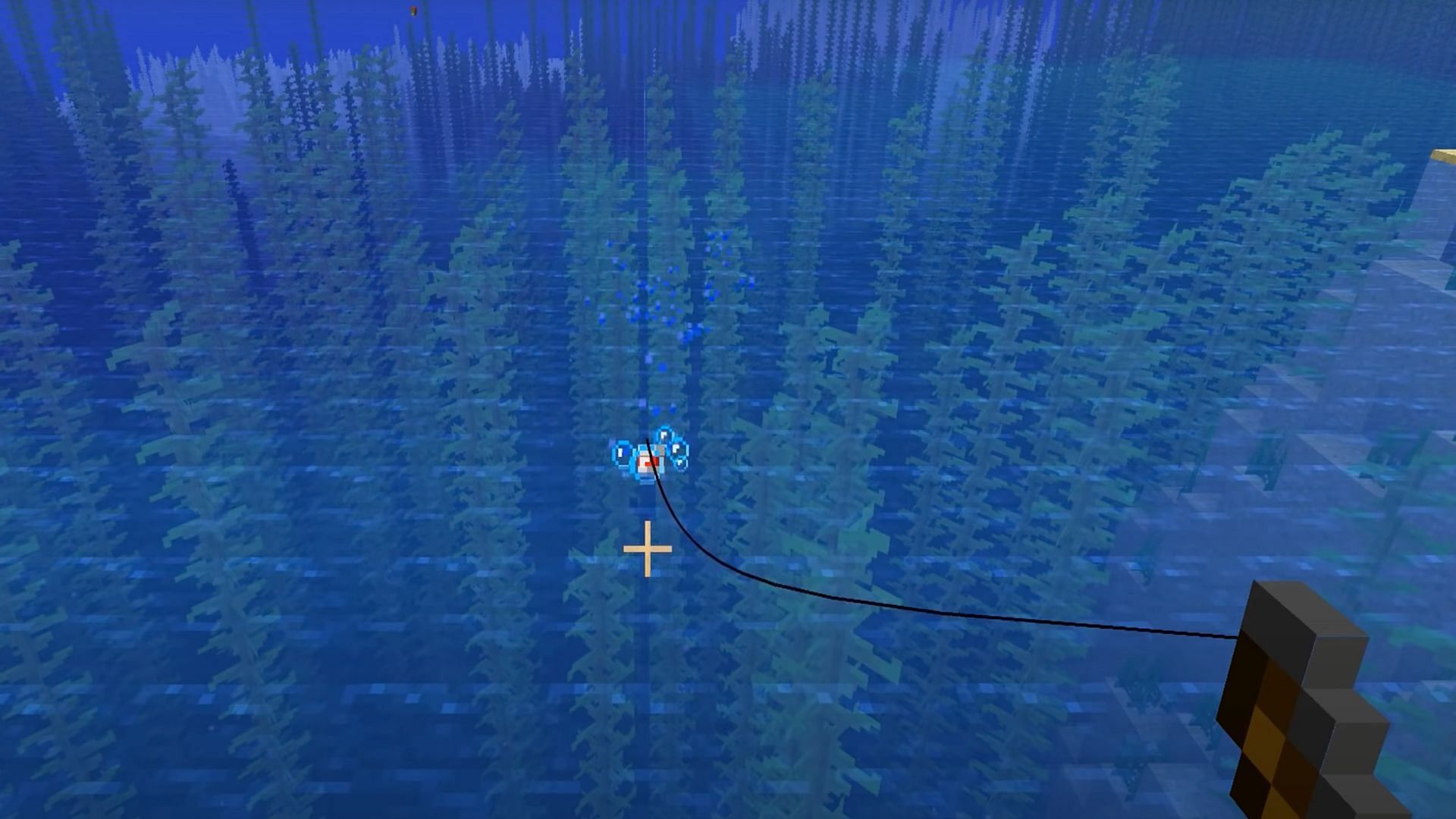 Players are able to use fishing rods to go fishing in any body of water (Image via Cubey/YouTube)