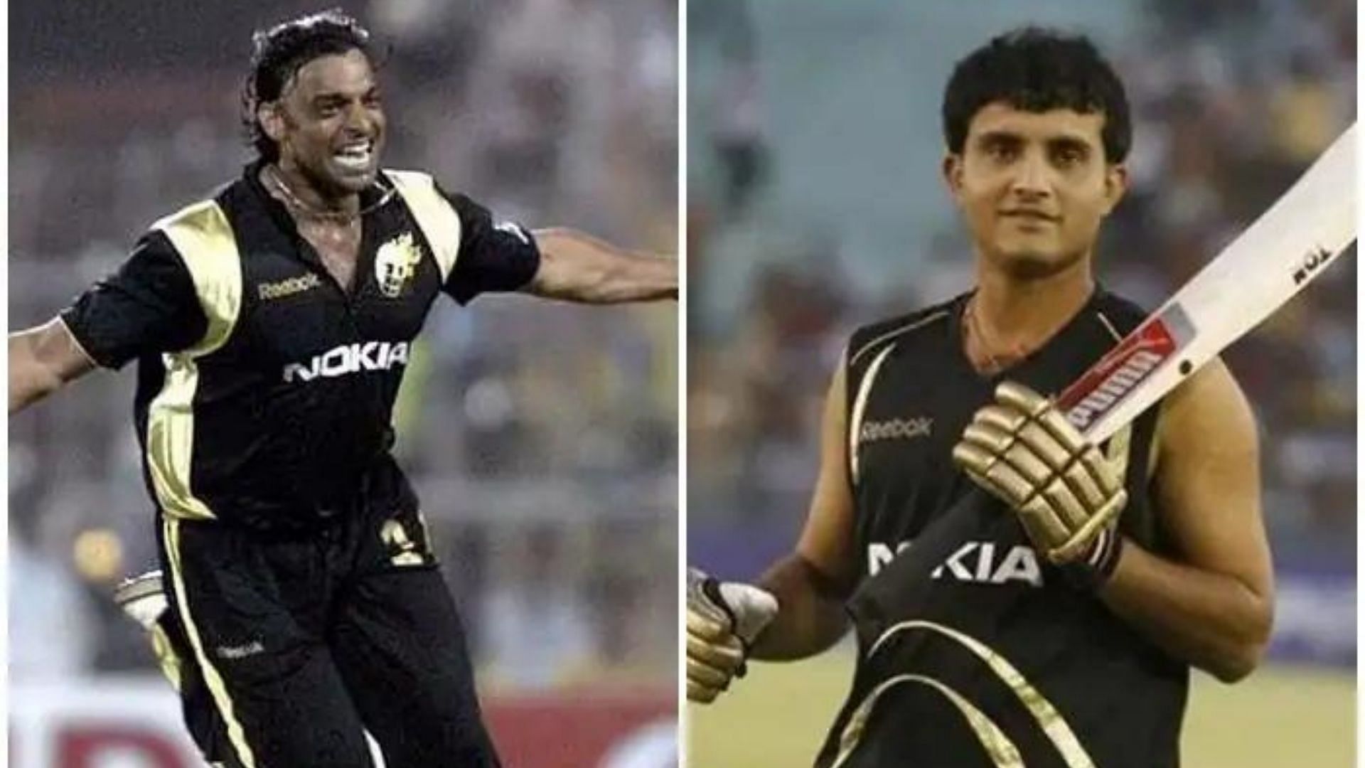Shoaib Akhtar (L) and Sourav Ganguly during their KKR days. (P.C.:Twitter)