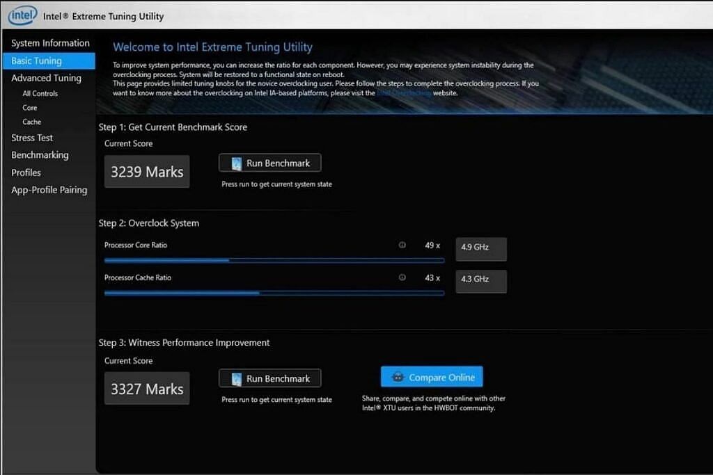 Intel Extreme Tuning Utility (Image via Intel)