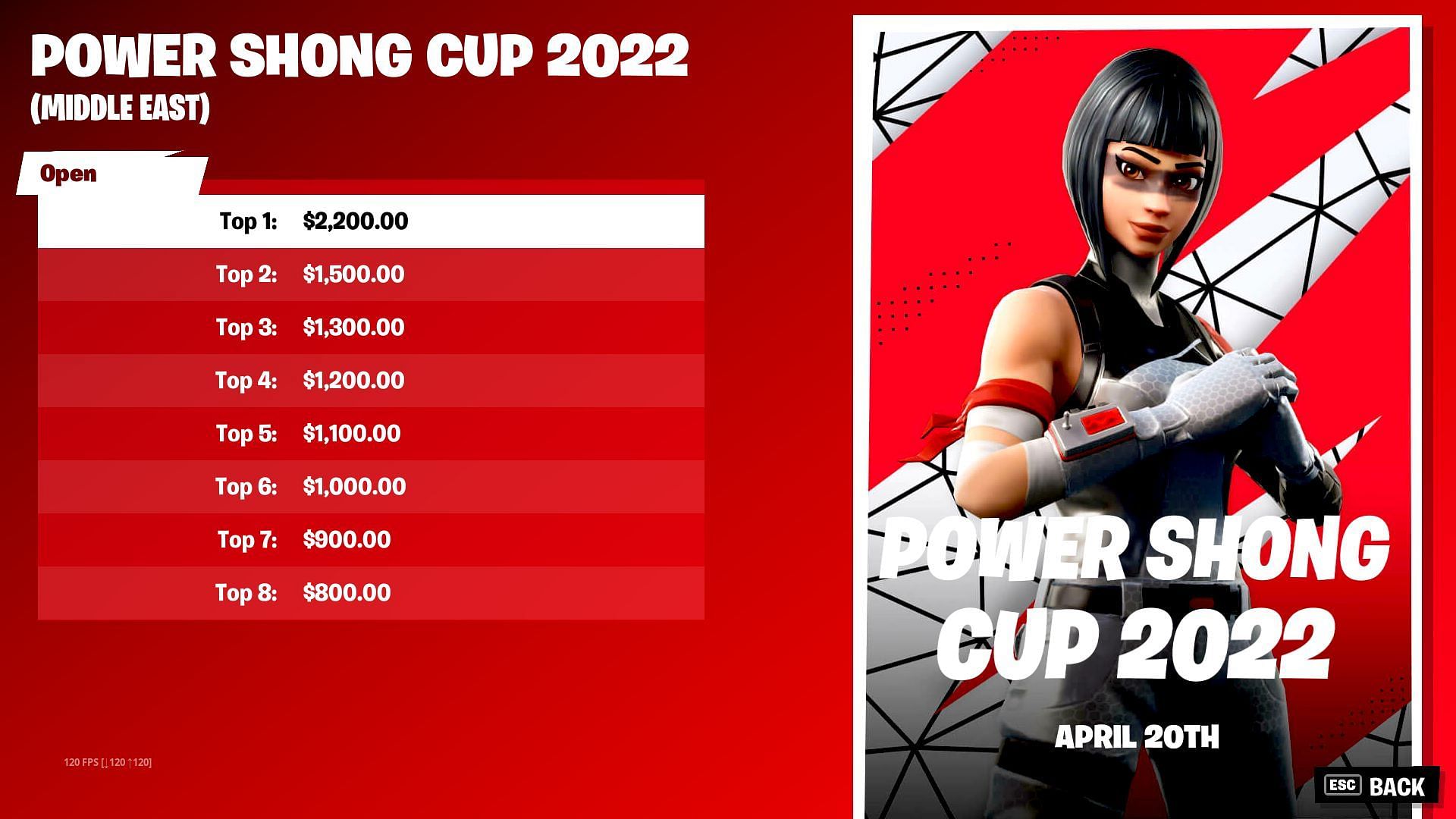 Fortnite Power Shong Cup 2022: New Zero Builds Squads tournament