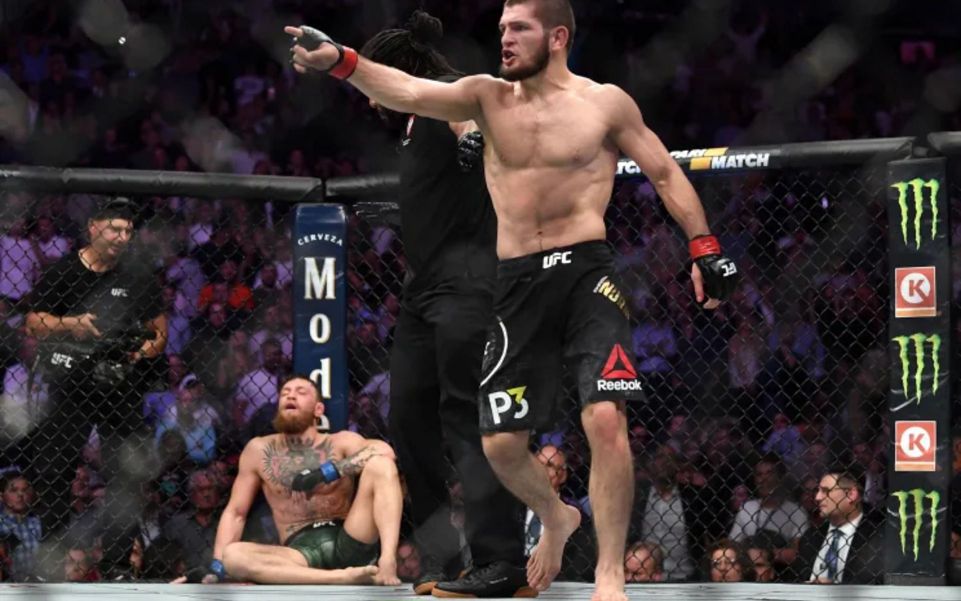 Khabib Nurmagomedov sparked wild scenes with his celebration after beating Conor McGregor