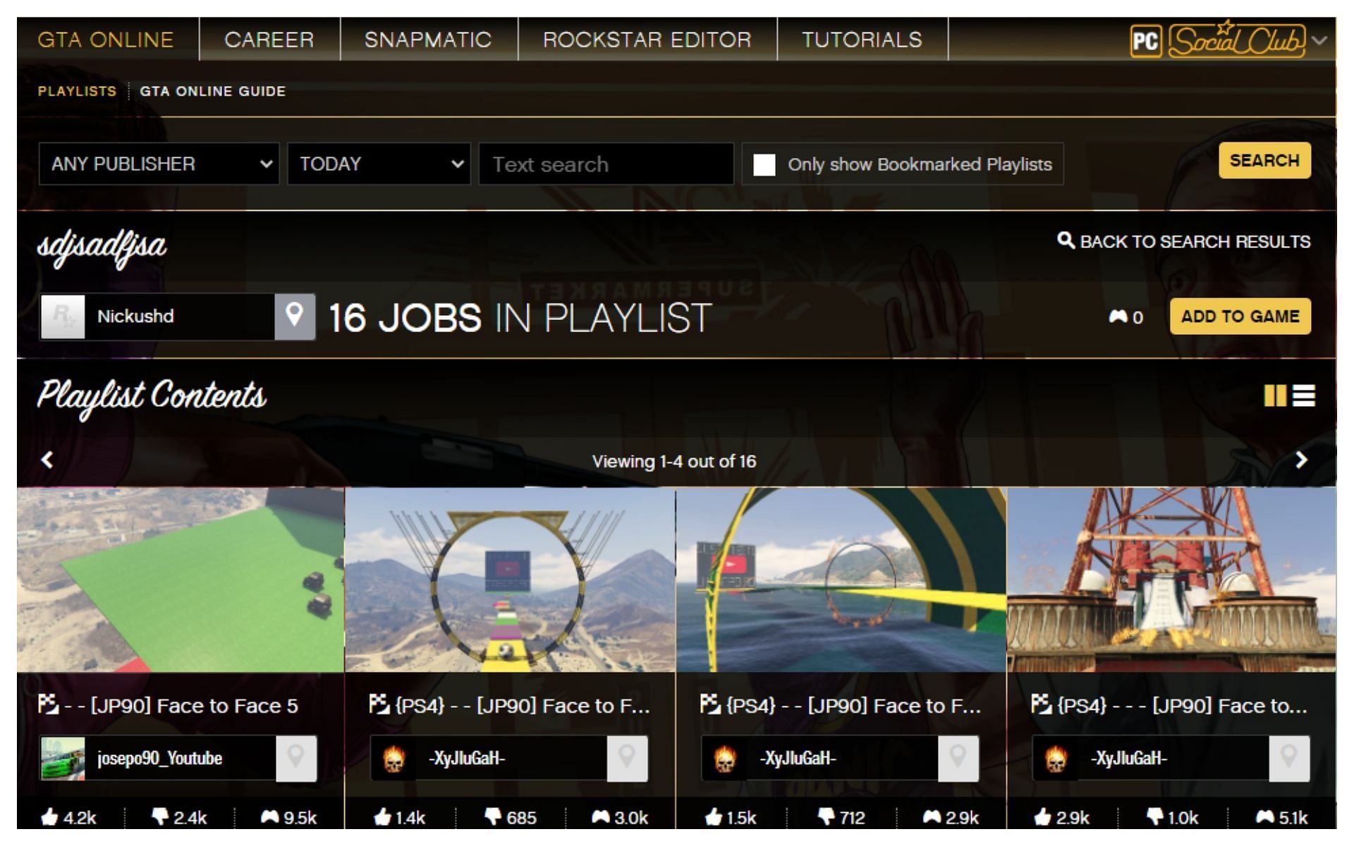 An impossible playlist name to search for, but worth trying (Image via Rockstar Games)