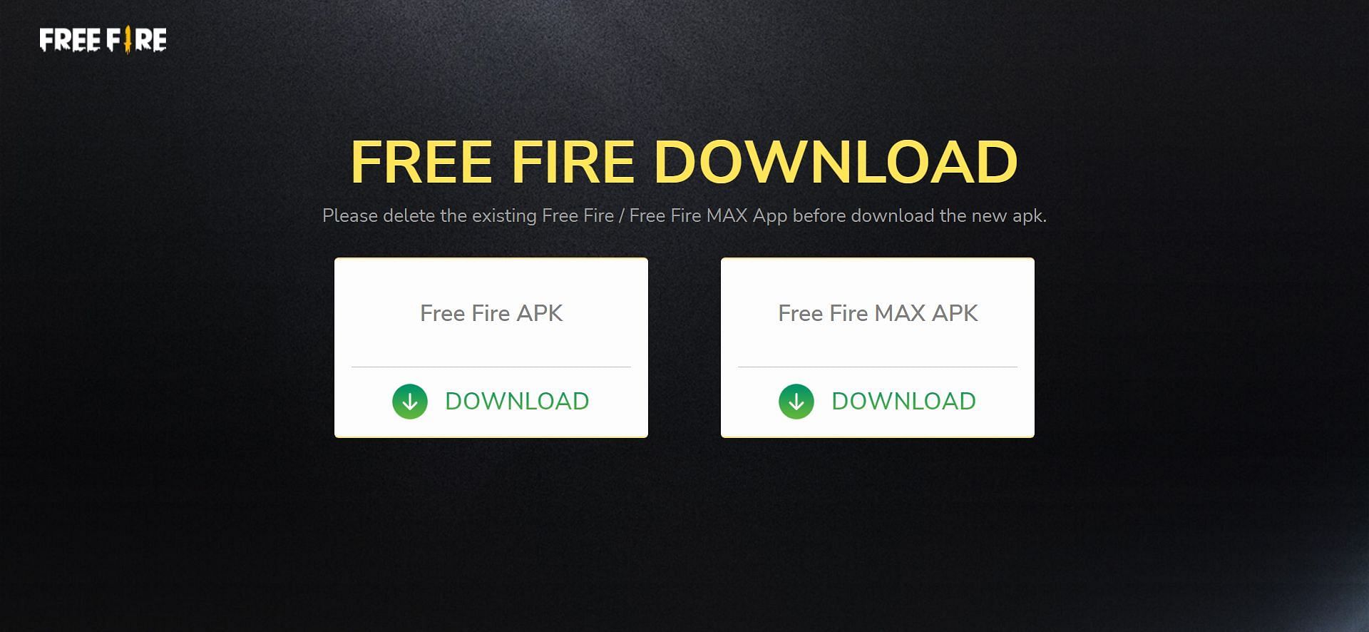 A special link provides access to APK files of both games (Image via Garena)