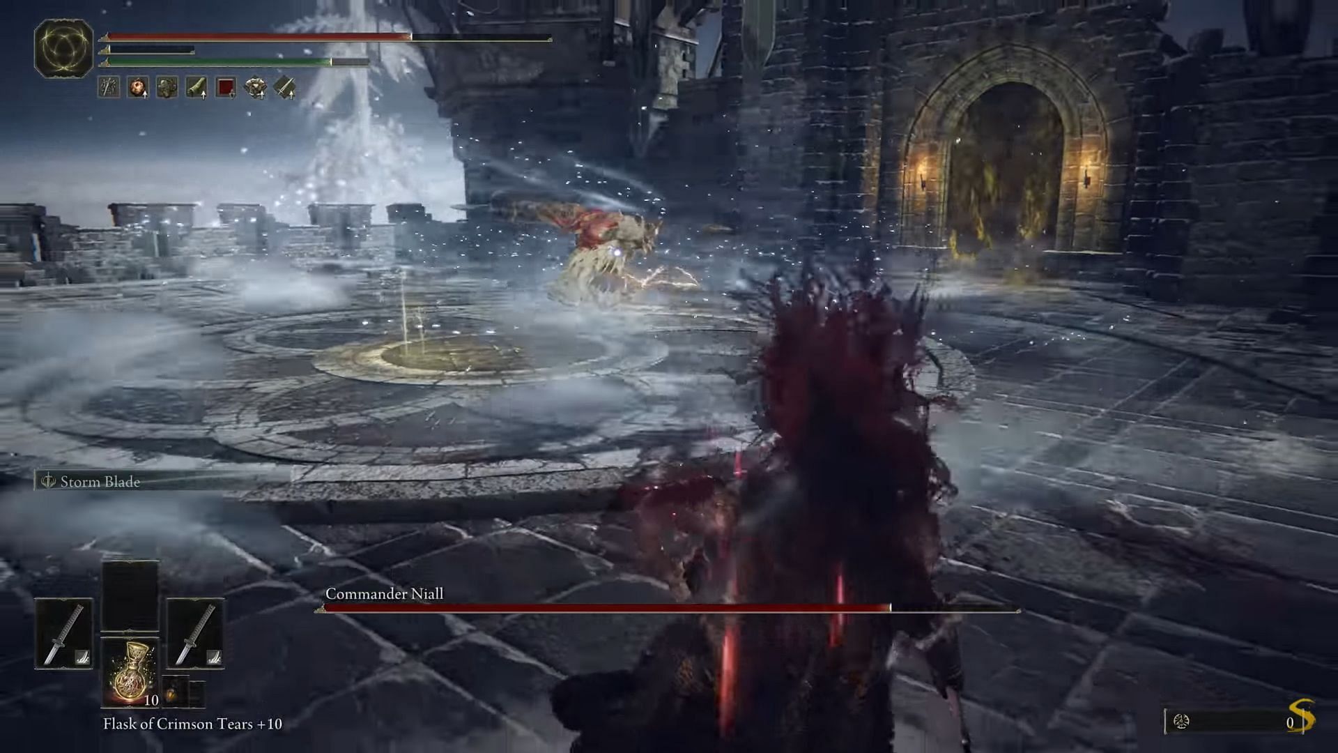 Commander Niall&#039;s boss fight in Elden Ring can be made easier through the usage of Bewitching branch (Image via Shirrako/Youtube)