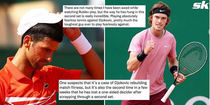 "Gassed in the third, but still an absolute machine" - Tennis fans react to Novak Djokovic's loss to Andrey Rublev in Serbia final