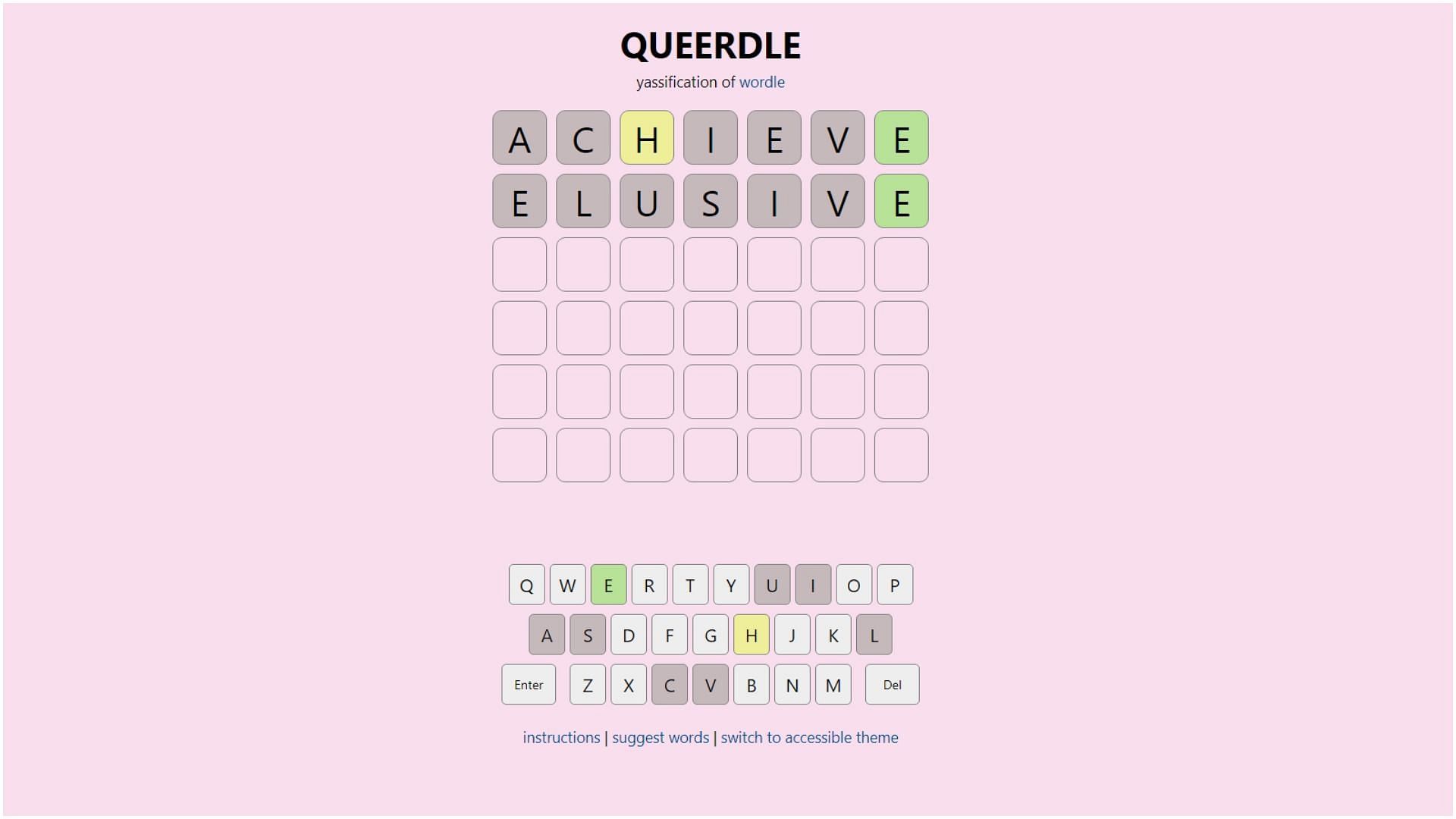 Queerdle is the latest popular Wordle variation (Image via Queerdle)