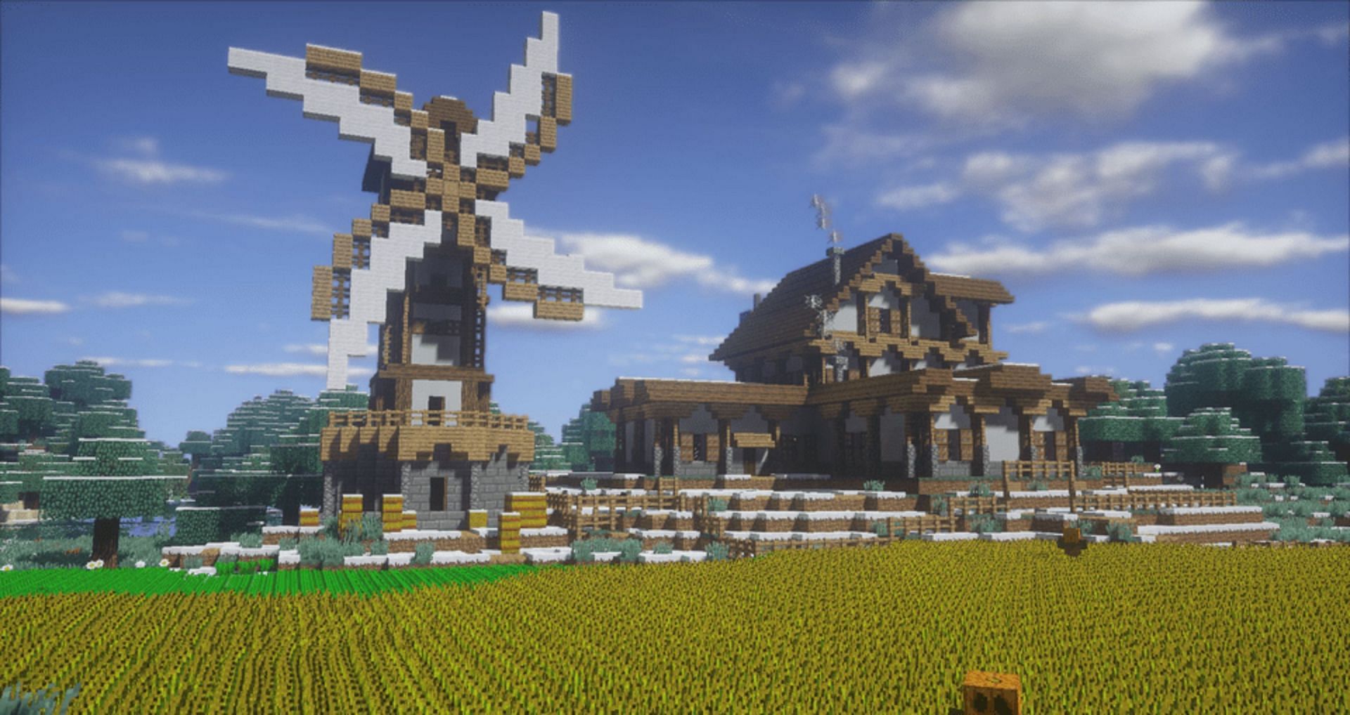 As one might expect, windmills make for an excellent installation on large-scale farms (Image via u/Spicy22222/Reddit)