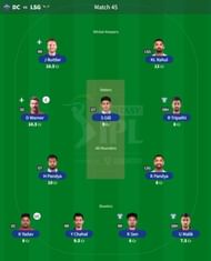 Best IPL Fantasy team for Match 45 - DC vs LSG