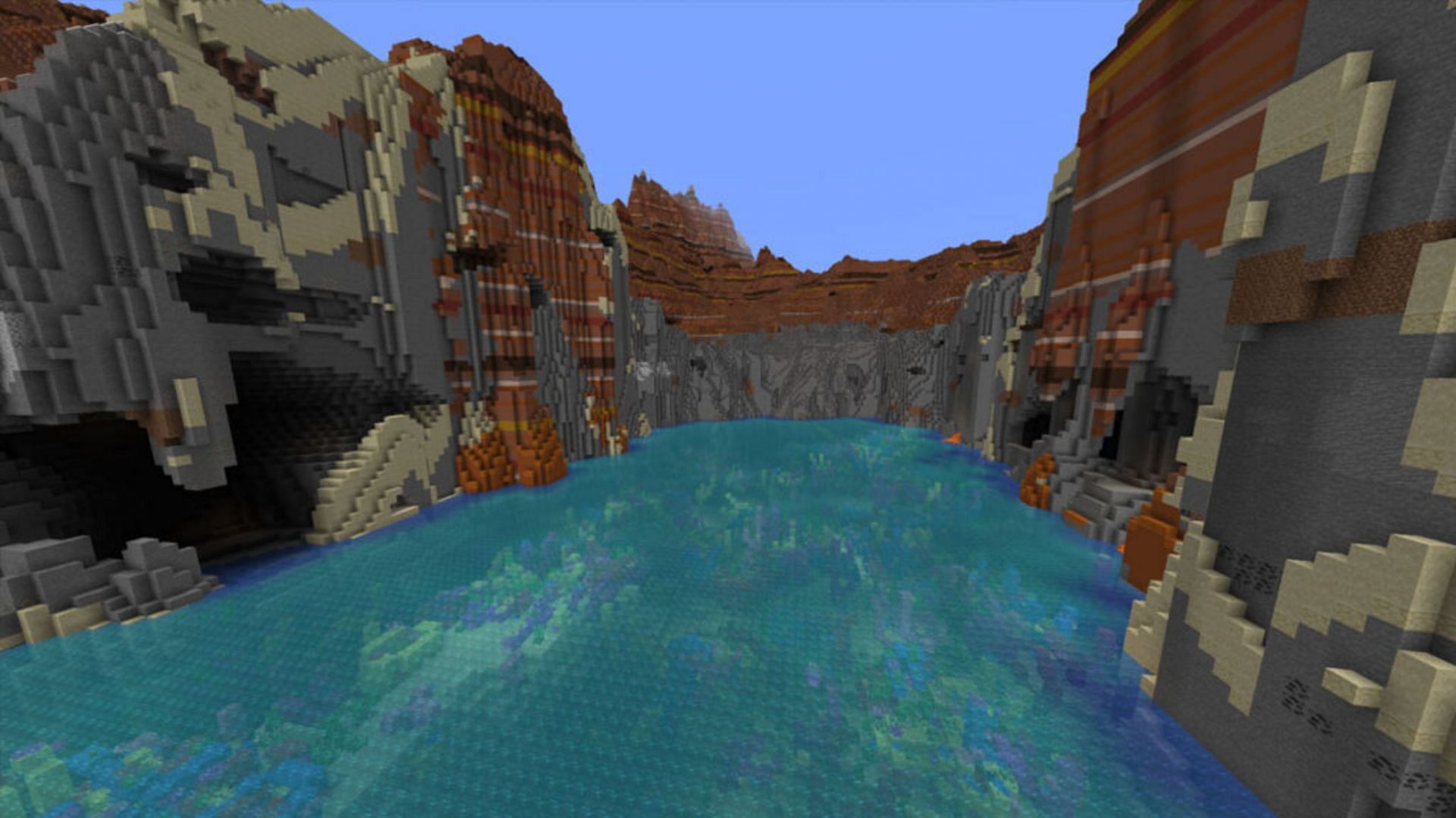 Coral lakes, multiple biomes, villages and a shipwreck round out this gorgeous seed (Image via Mojang)