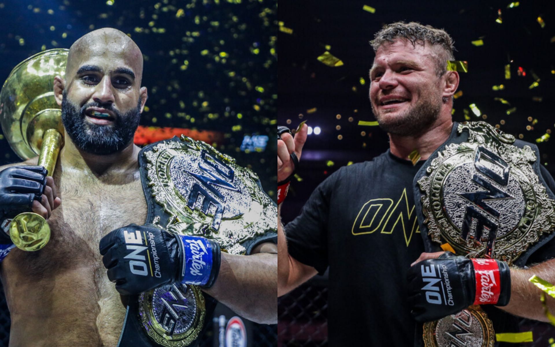 Anatoly Malykhin (right) called out Arjan Bhullar (left) in hopes of setting up a unification fight for the undisputed ONE heavyweight world title. [Photos ONE Championship]
