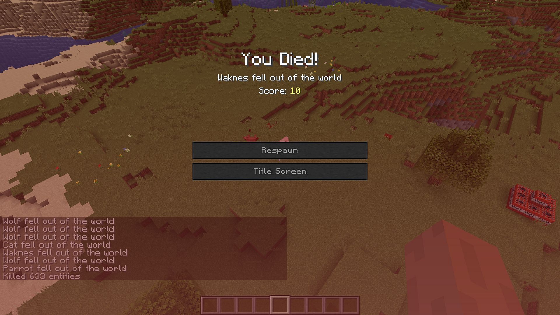 An example of a player using the /kill @e command (Image via Minecraft)
