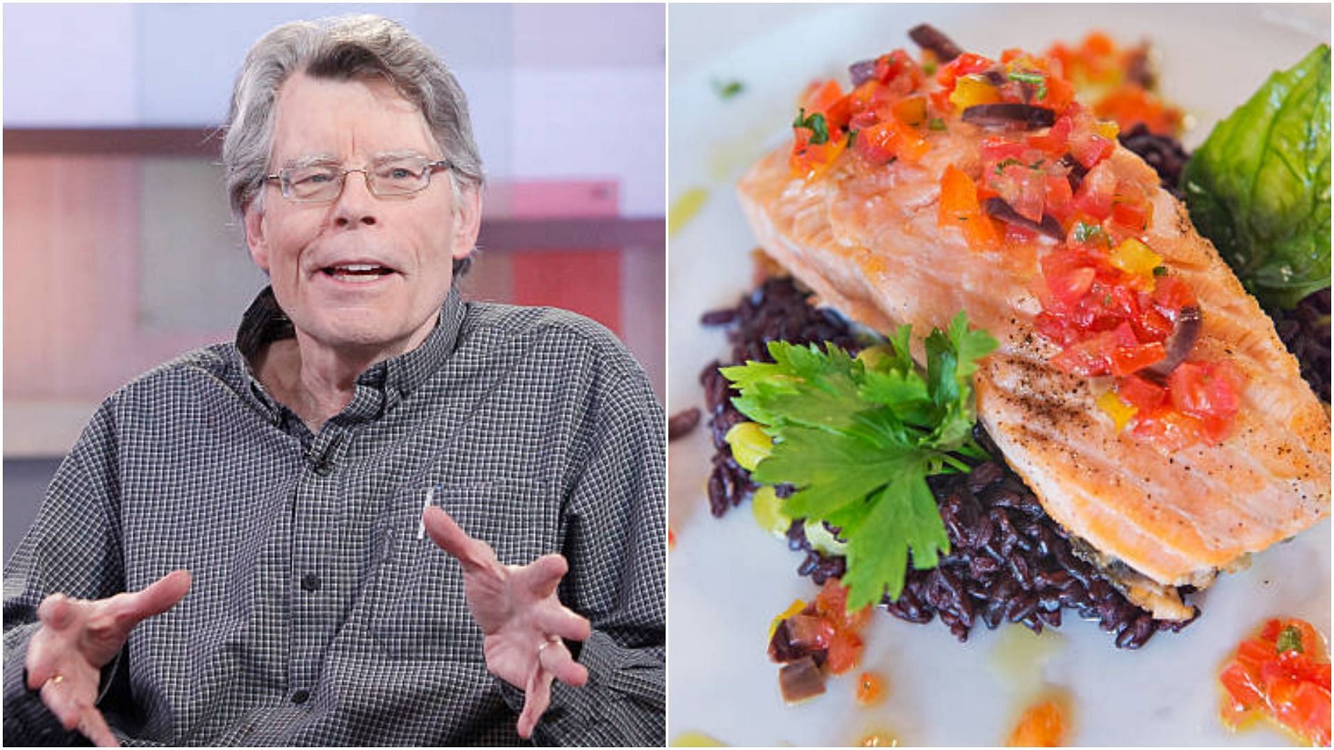 Stephen King&#039;s salmon recipe wasn&#039;t received well by Twitter users (Image via Lou Rocco and Tom Williams/Getty Images)