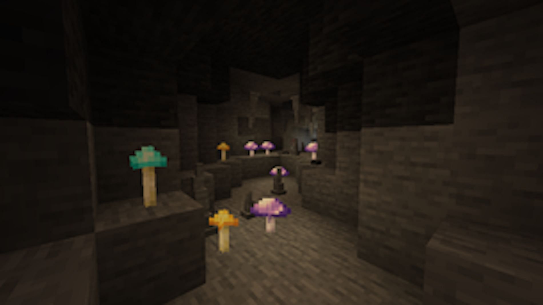 Mushrooms in a cave from the Extended Caves mod [Image via CurseForge]