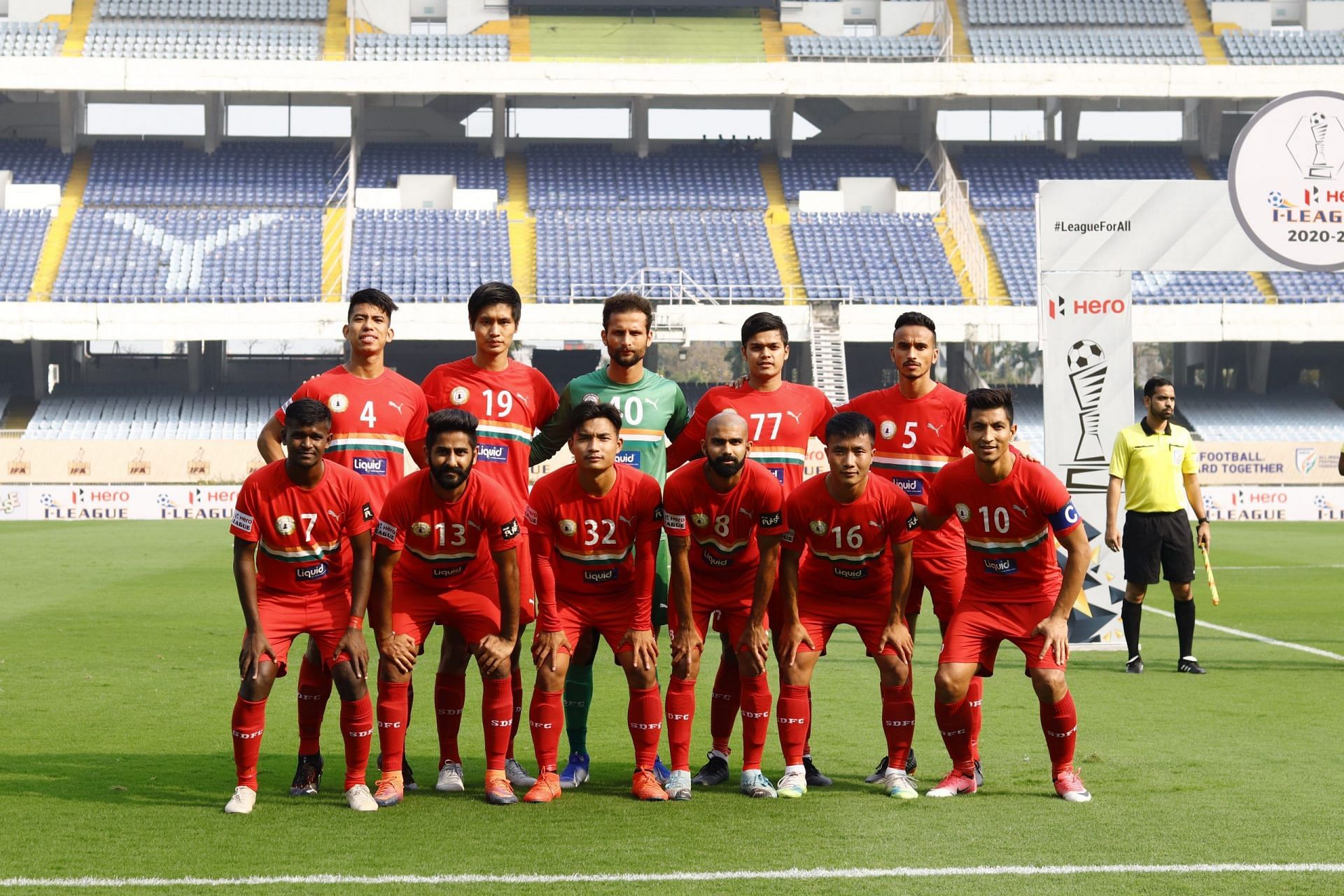 Sudeva Delhi FC players pose for a group photo ahead of their I-League match (Image Courtesy: Sudeva.in)