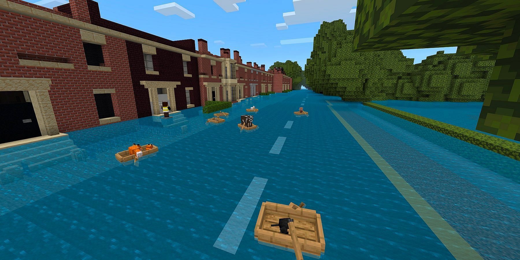 Flooding in Minecraft (Image via Mojang)
