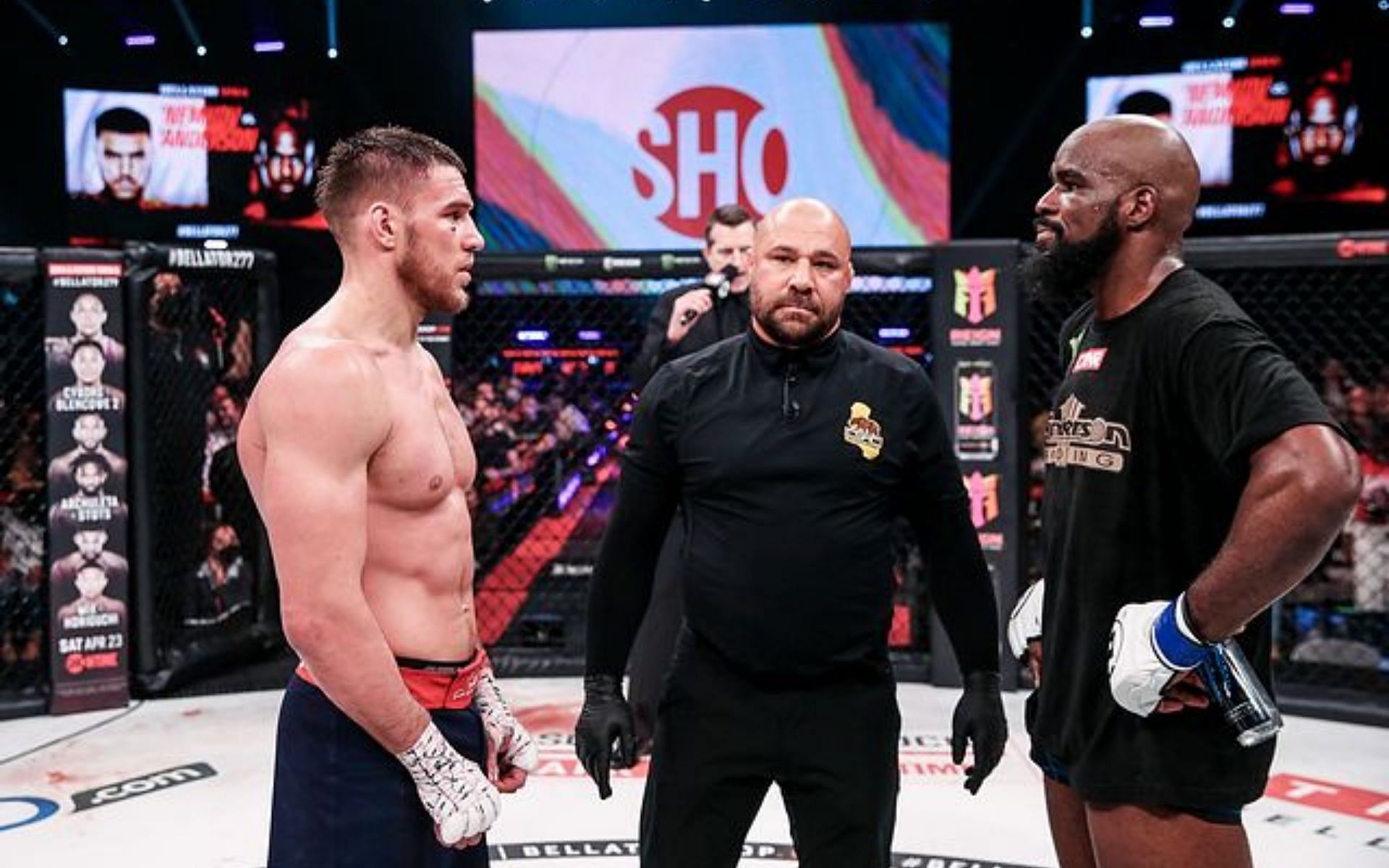 The Light heavyweight Grand Prix finals ended in a no-contest between Vadim Nemkov (left) and Corey Anderson (right).