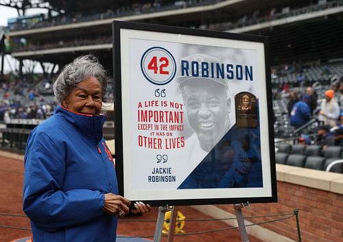 Rachel Robinson, Jackie's wife, at Milwaukee Brewers v New York Mets