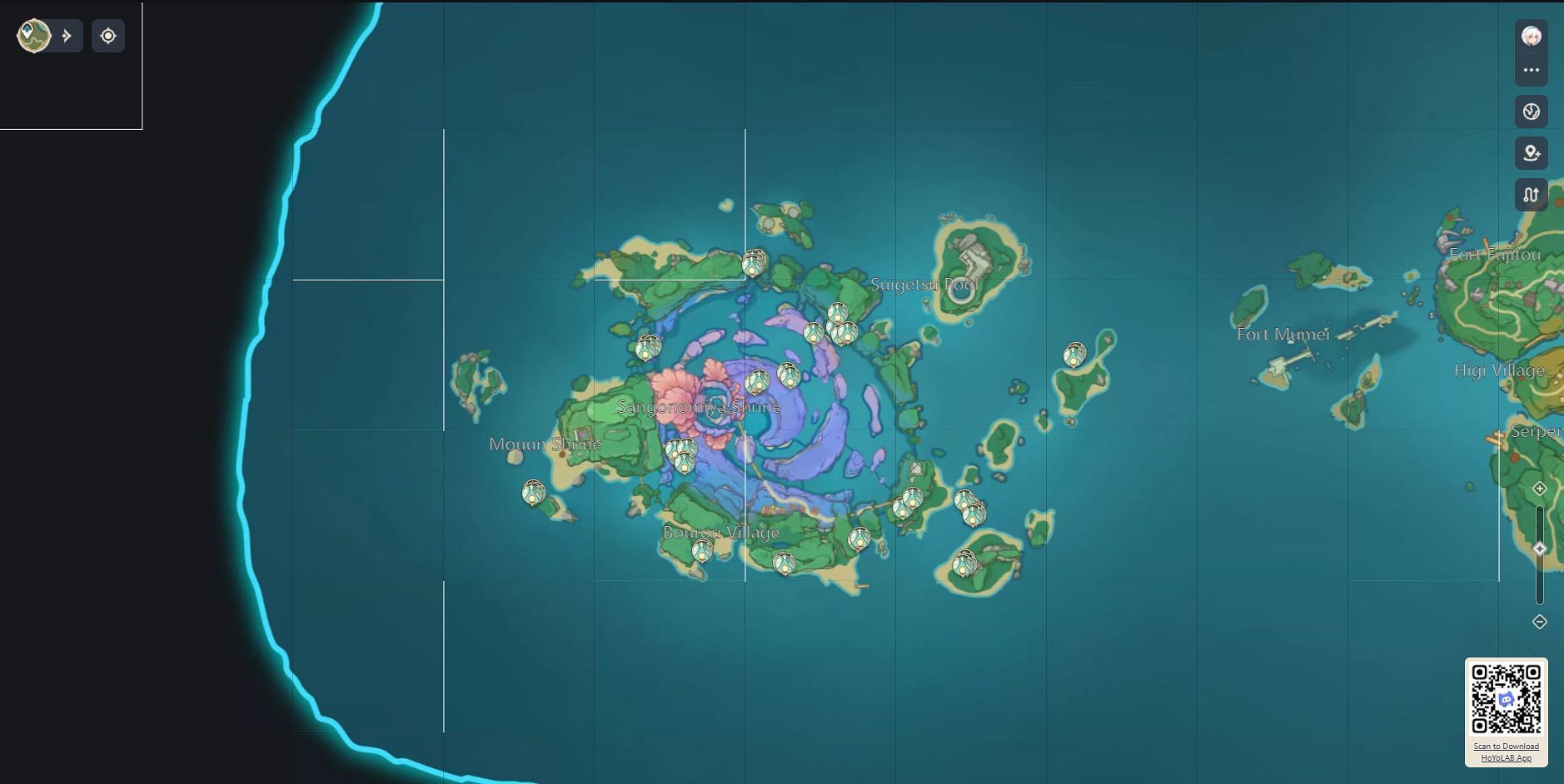 Watatsumi Island Specter location (Image via Teyvat Interactive Map)