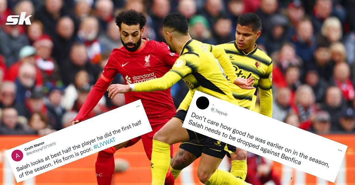 Fans react as Liverpool&#039;s Mohamed Salah fails to get a shot on target against Watford