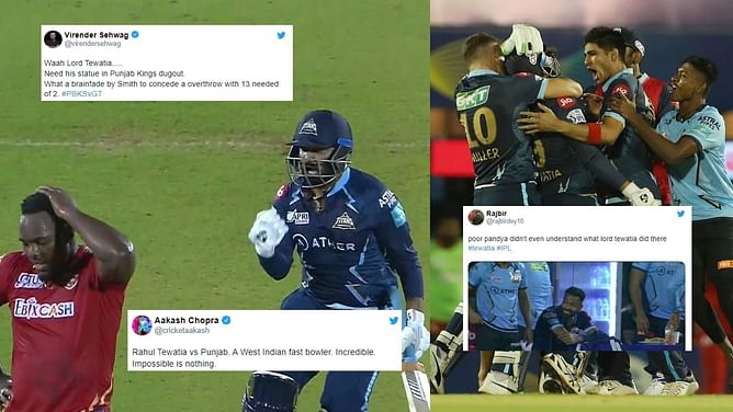 "Maddest guy we have ever seen!"- Fans go berserk as Rahul Tewatia destroys Punjab once again in IPL 2022