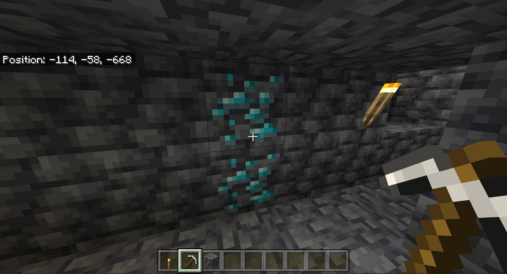 They can be found at Y level -58 (Image via Minecraft Bedrock Edition 1.18.30)