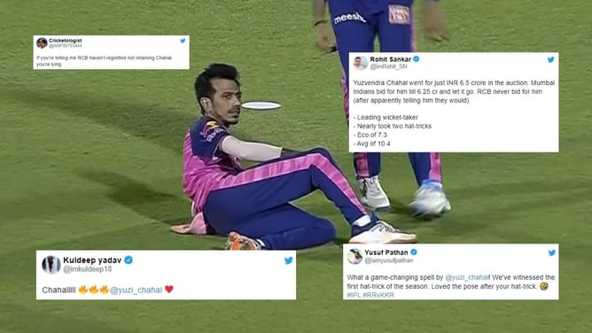 "We have got a diamond!" - Fans go berserk as Yuzvendra Chahal's hat-trick sinks KKR in IPL 2022