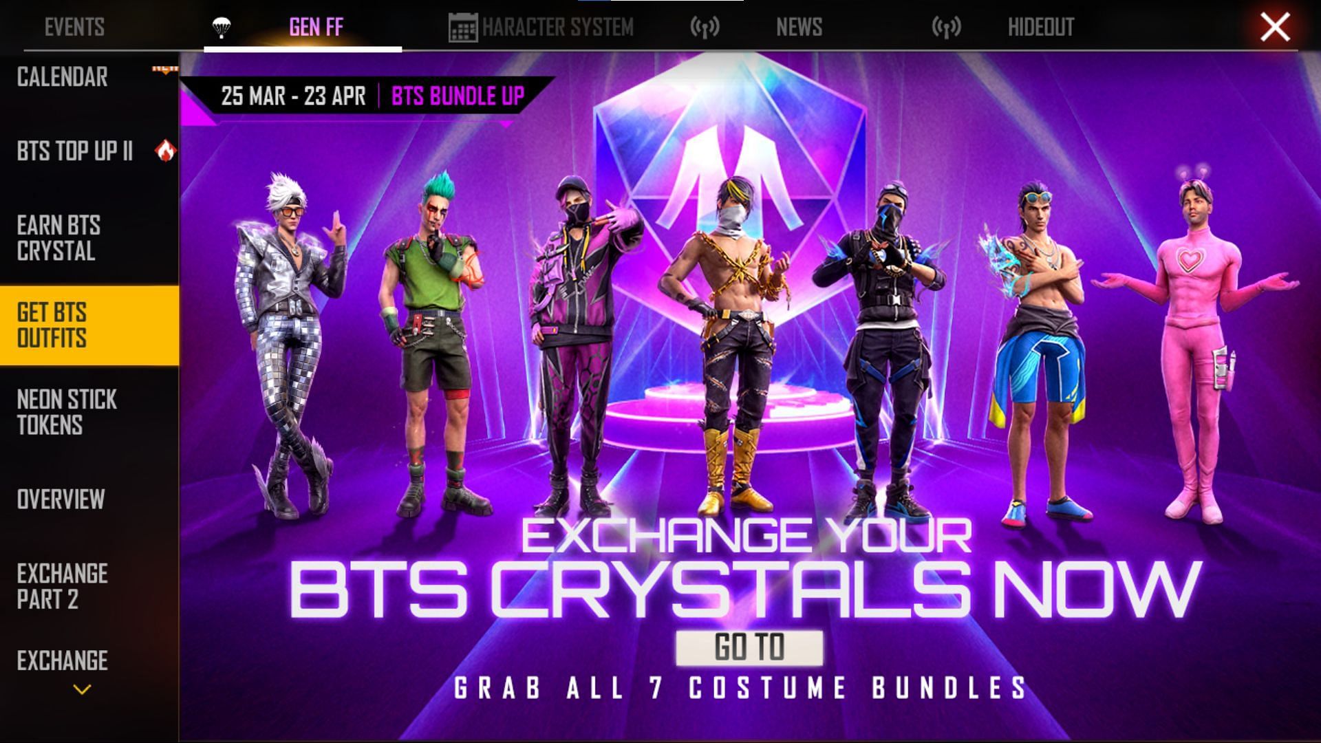 आप BTS Crystal से खास बंडल्स हासिल कर सकते हैं (Image via Garena)