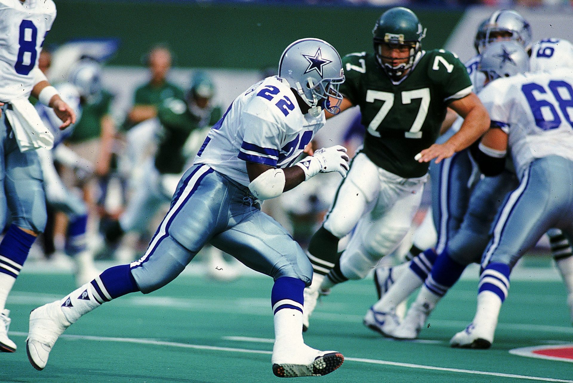 Emmitt Smith running for the Dallas Cowboys