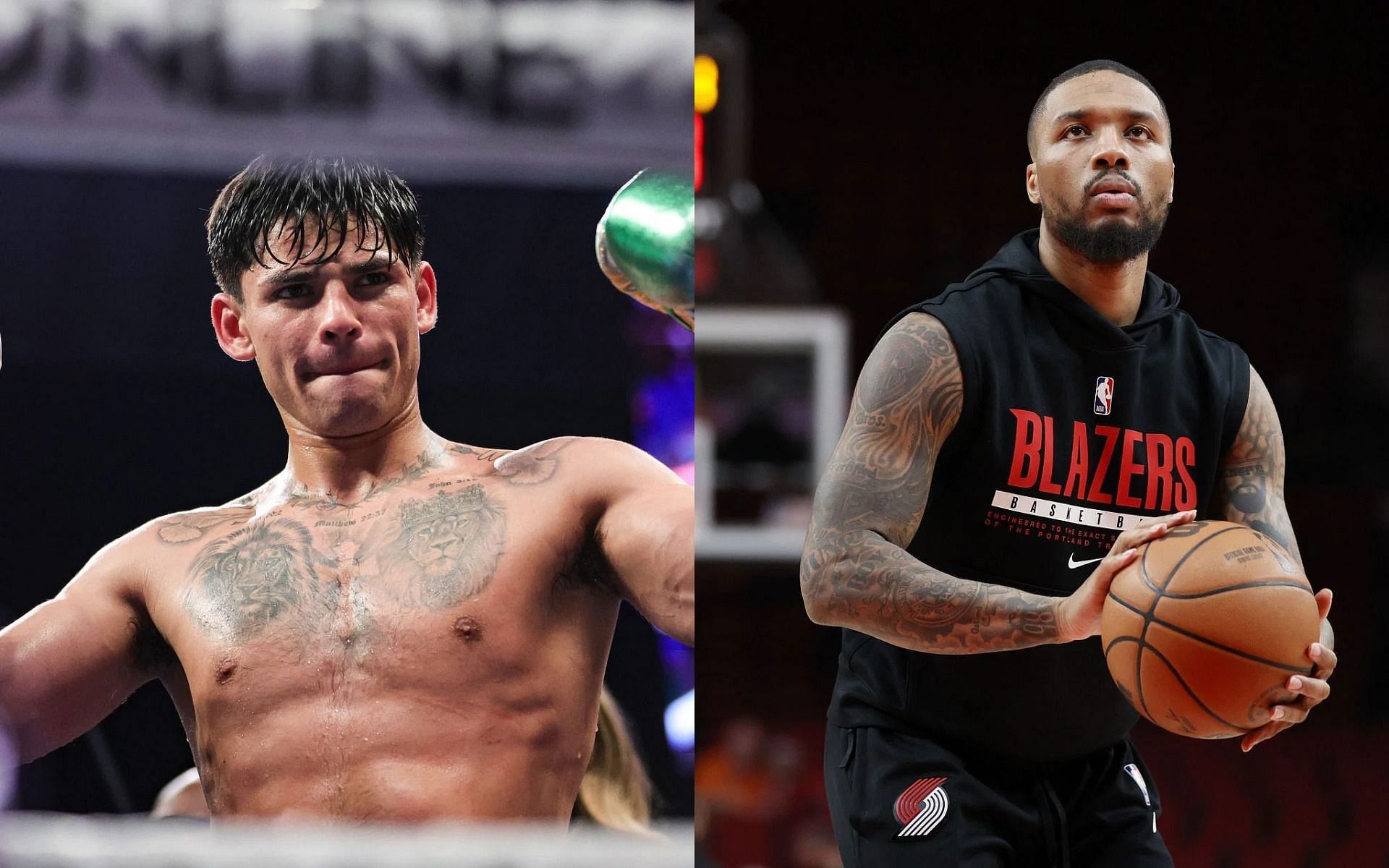 Ryan Garcia (L) has recently squared off with NBA player Damian Lillard (R).