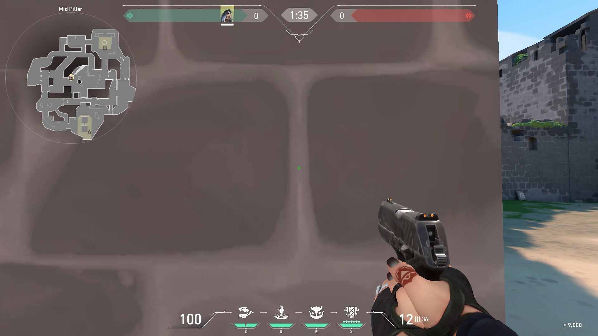 Crosshair placement on mid-brick for the lineup (Screengrab from the game)