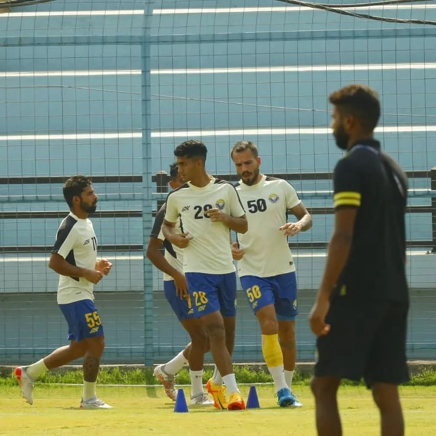 Real Kashmir FC players warming up for their Phase 2 opener against Indian Arrows (Image Courtesy: I-League Instagram)