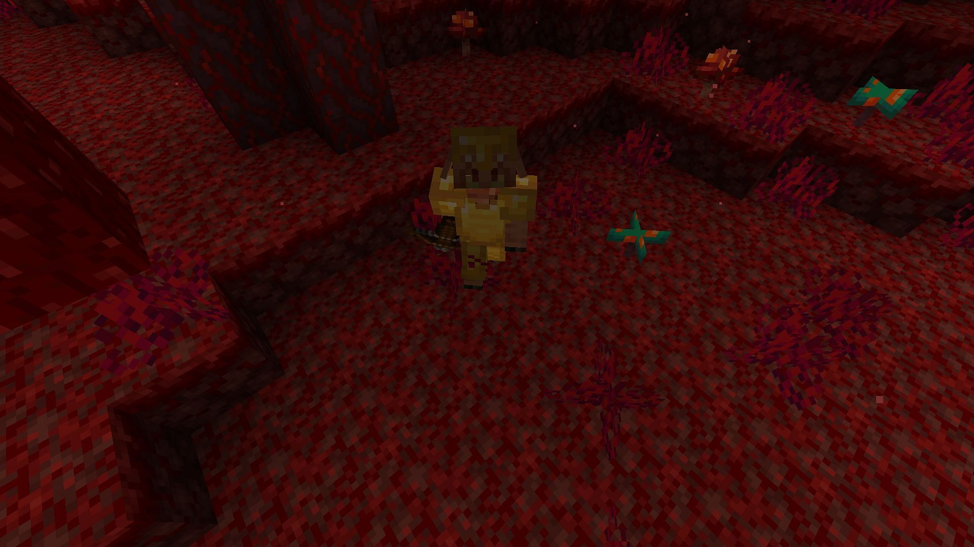 A fully armored piglin in the Nether (Image via Minecraft)