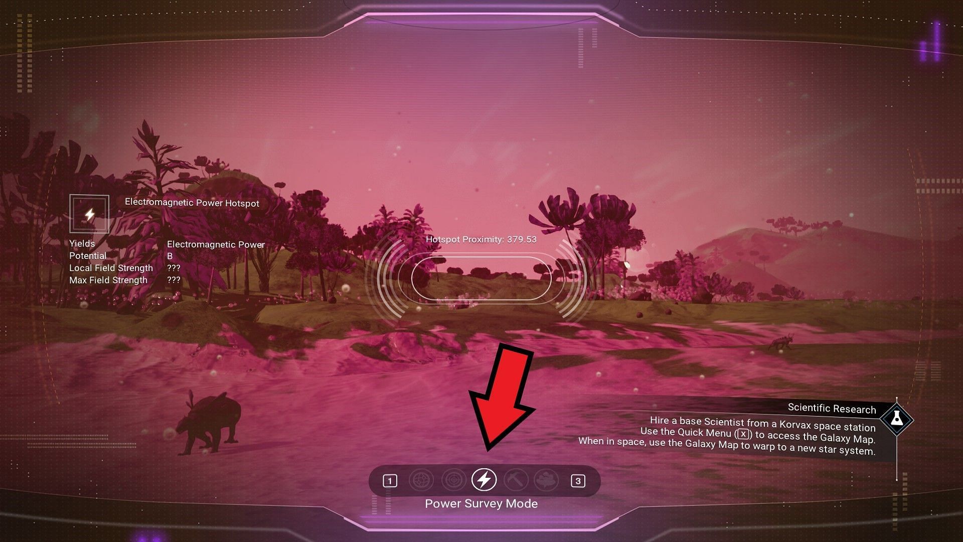 Survey Device in use on a planet (Image via Hello Games)