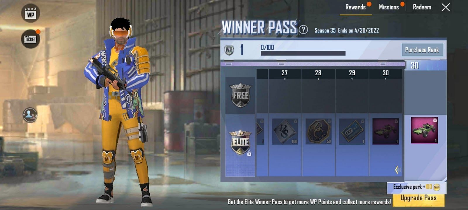 There are 30 tiers in the Winner Pass (Image via Garena)