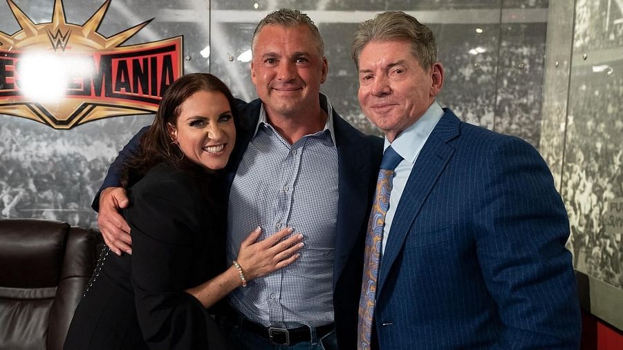 Stephanie, Shane and Vince McMahon backstage