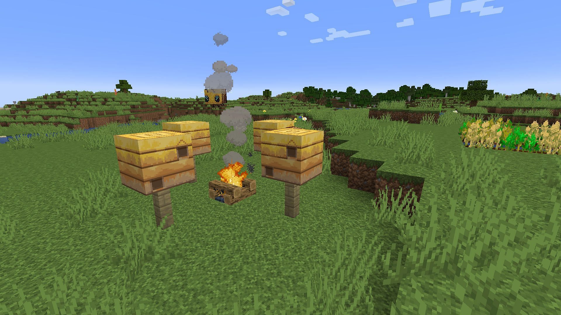 A basic bee farm (Image via Minecraft)
