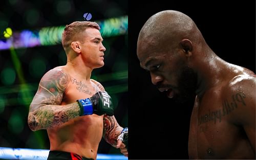 Dustin Poirier (left), Jon Jones (right)