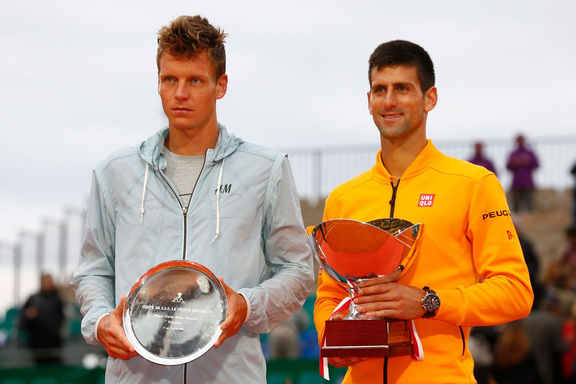 Novak Djokovic (R) defeated Tomas Berdych to win the 2015 Monte-Carlo Rolex Masters