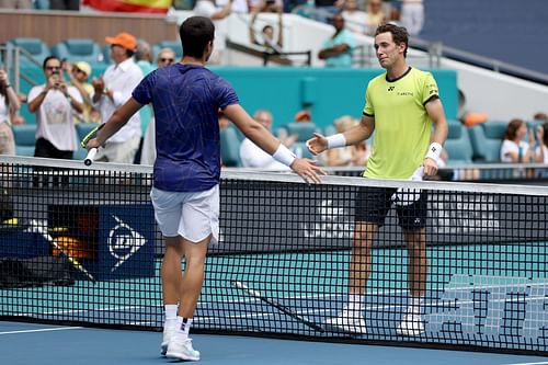 Carlos Alcaraz and Casper Ruud at the Miami Masters final